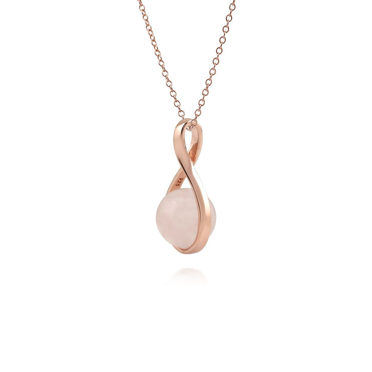 Ciondolo Kosmos Argento 925 Placcato Oro Rosa Sfera di Quarzo Rosa
