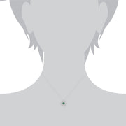 Ciondolo classico a croce quadrata in argento 925 con smeraldo
