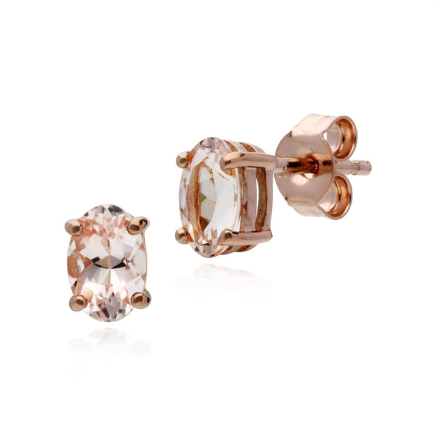 Orecchini con morganite, orecchini con morganite in oro rosa da 9 ct da 0,81 carati