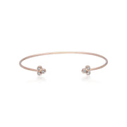 Bracciale rigido geometrico trilogy in oro rosa 375 con diamanti