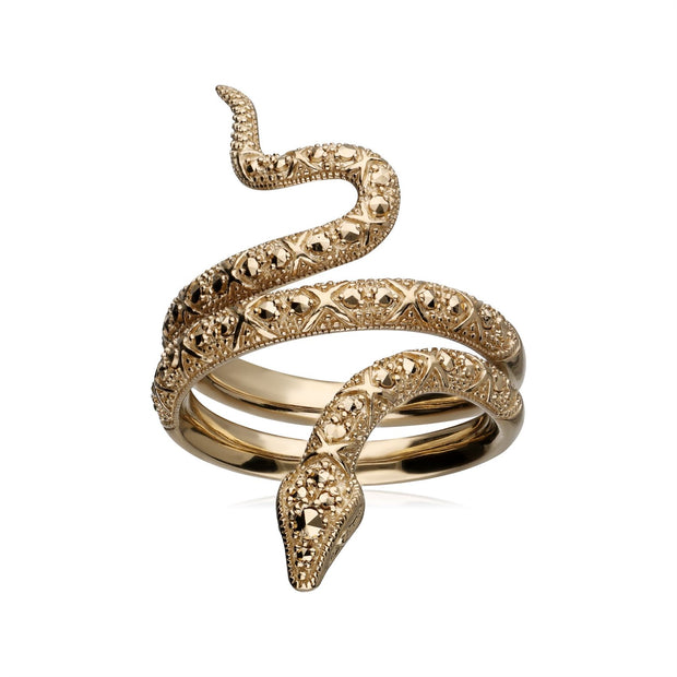 Anello Snake Wrap Argento 925 placcato oro con marcasite