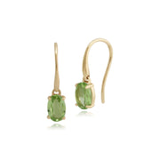 Classico pendente ovale con peridoto in oro giallo 375 e orecchini pendenti