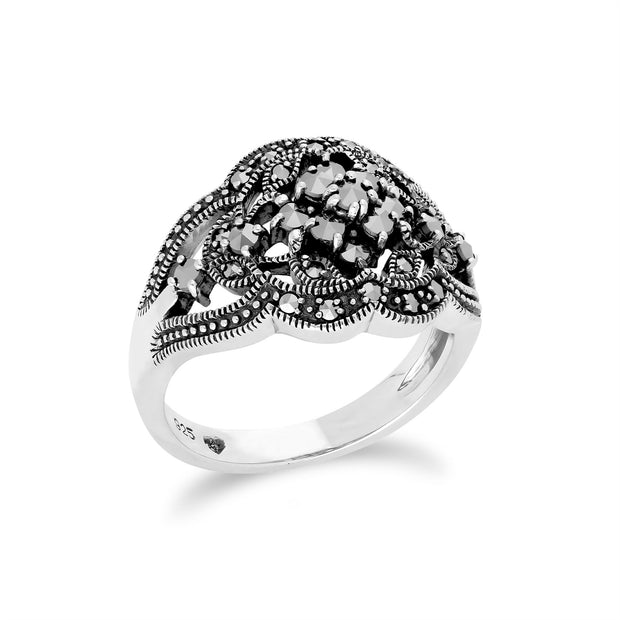 Anello Gemondo Marcasite, cluster di anelli marcasite in argento sterling - 0