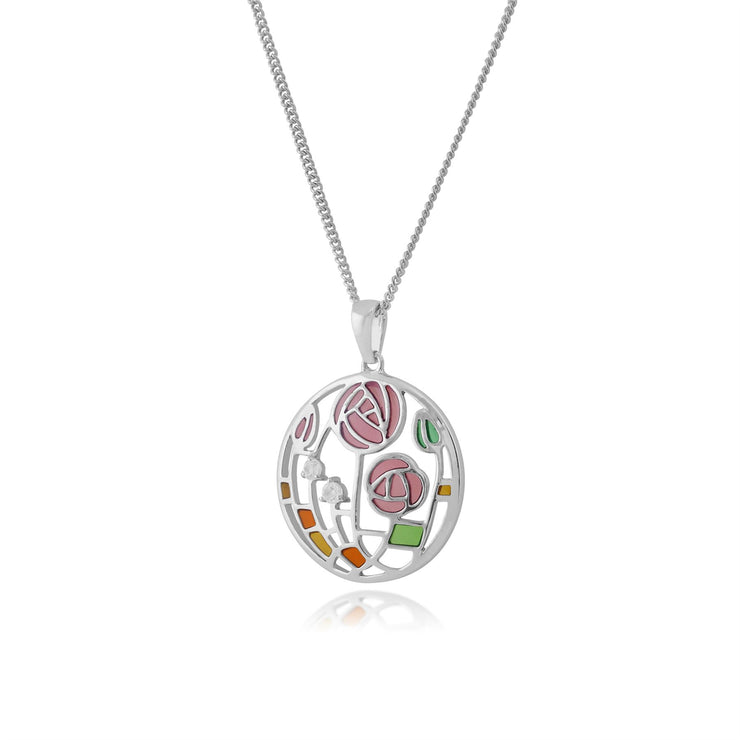 Collana a cerchio con topazio rosa in argento 925 stile Rennie Mackintosh