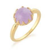 Anello Gemondo' Calo' con giada color lavanda pastello in oro giallo da 9 ct placcato in argento
