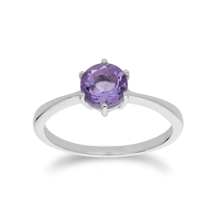 Anello e orecchini a bottone geometrici in argento 925 con ametista ottagonale