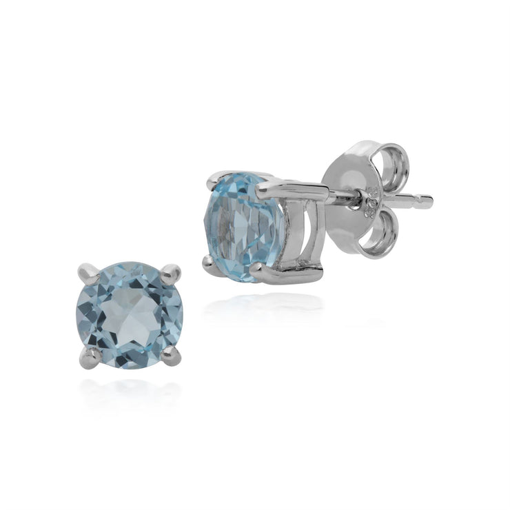 Orecchini con topazio, orecchini unici di novembre con topazio azzurro in argento sterling