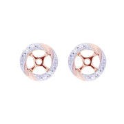 Orecchini a bottone classici con morganite in oro rosa 375 con diamanti e orecchini con diamanti rotondi