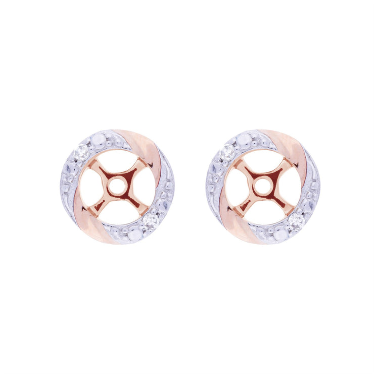 Orecchini a bottone classici con morganite in oro rosa 375 con diamanti e orecchini con diamanti rotondi