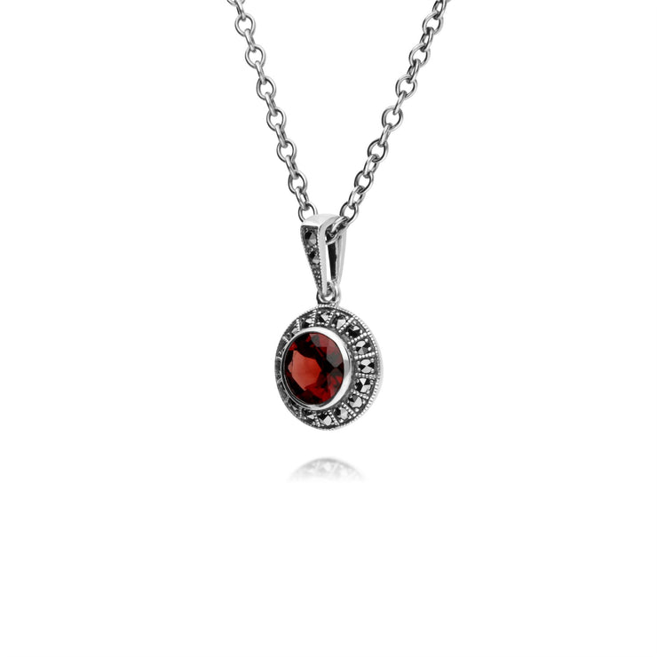 Collana graato e marcasite rotonda in argento sterling con da 45 cm