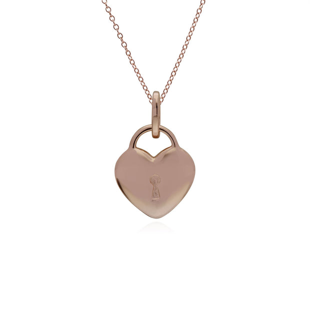 Ciondolo classico con lucchetto a cuore in argento 925 placcato oro rosa e ciondoli con peridoto