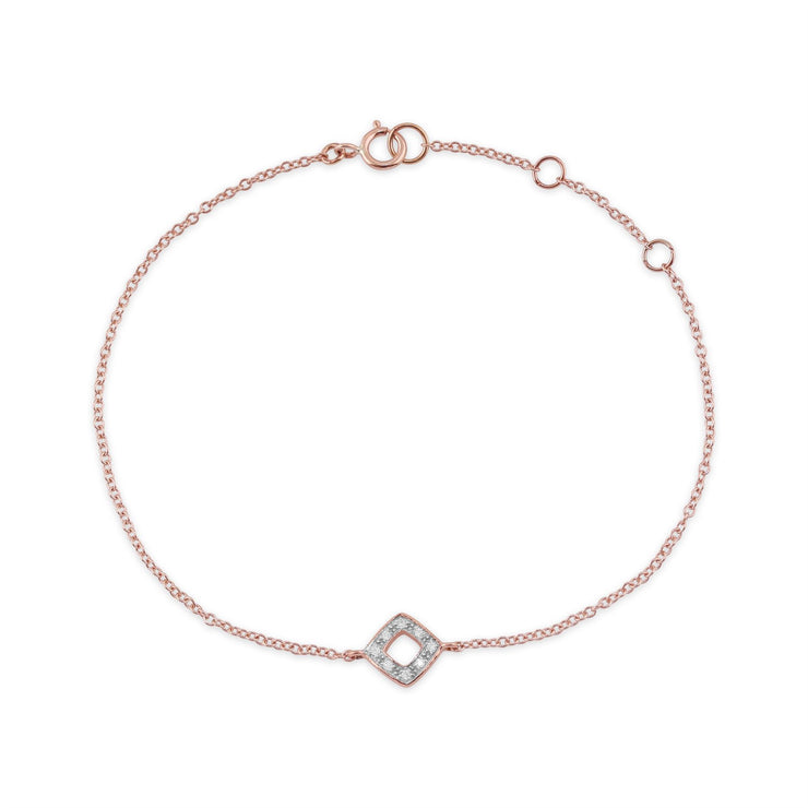 Bracciale con diamanti, bracciale in oro rosa da 9 ct con diamanti da 3 pt, 19 cm