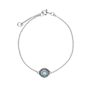 Bracciale in argento sterling con topazio azzurro ovale e marcasite