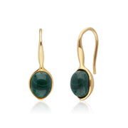 Orecchini pendenti irregolari con gemma B in argento 925 placcato oro malachite