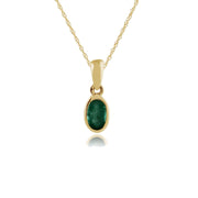 Classico pendente ovale con smeraldo in oro giallo 375