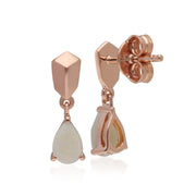 Mini orecchini pendenti in argento 925 placcato oro rosa opale