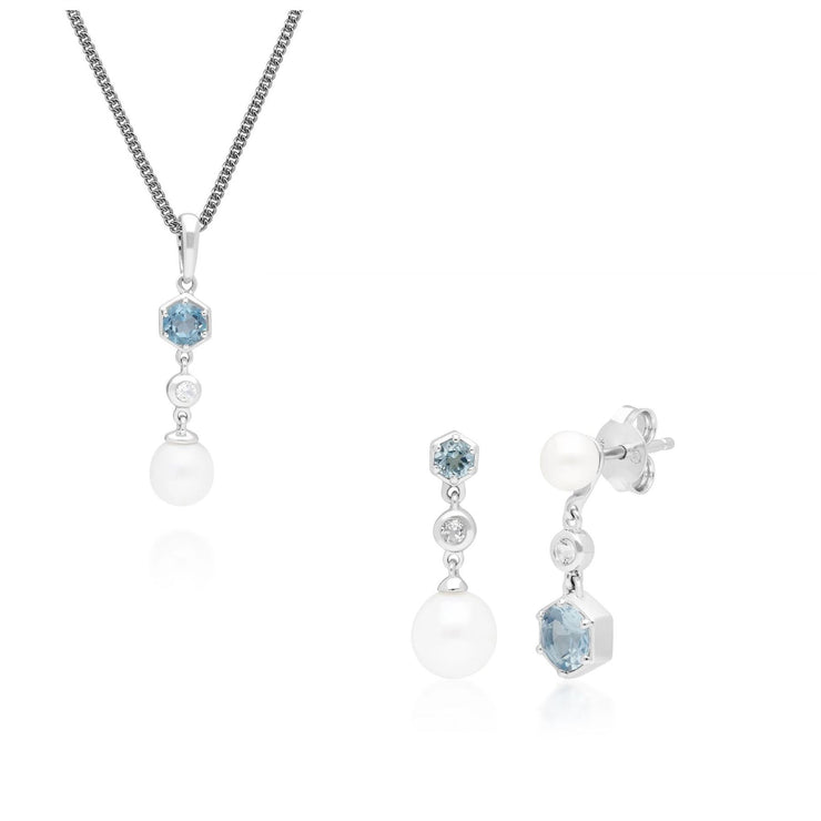 Orecchini pendenti e pendenti in argento 925 con perle e topazi