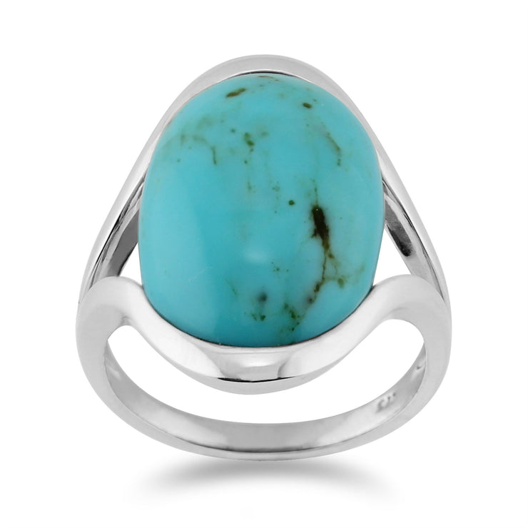 Gemondo Anello turchese, argento sterling 8.50ct Turchese Ovale Cabochon ANELLO MEZZA PIETRA CATON Unico