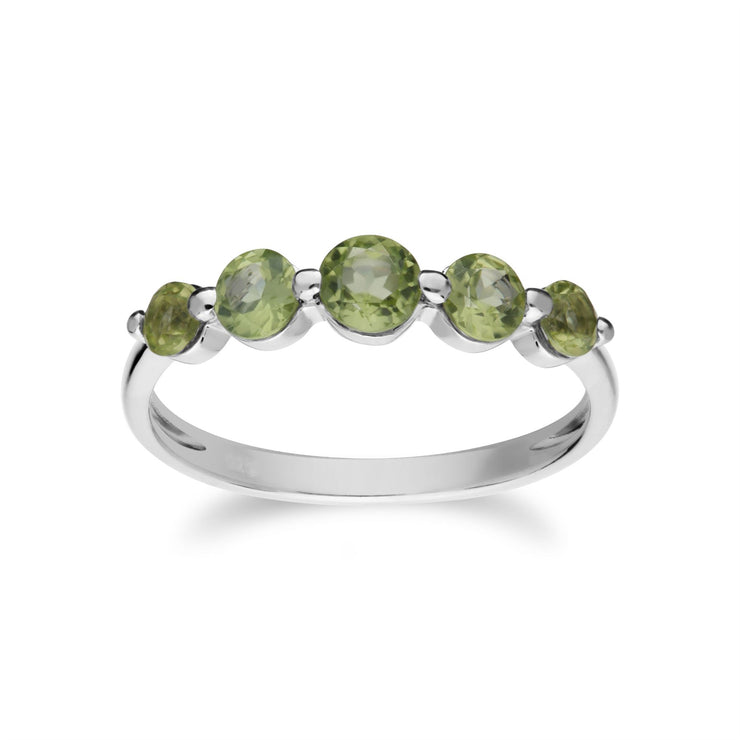 Gemondo Anello da donna con cinque pietre rotonde sfumate e peridoto in argento sterling - Peridoto