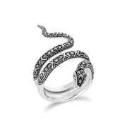 Anello serpente in stile Art Nouveau Argento 925 con marcasite