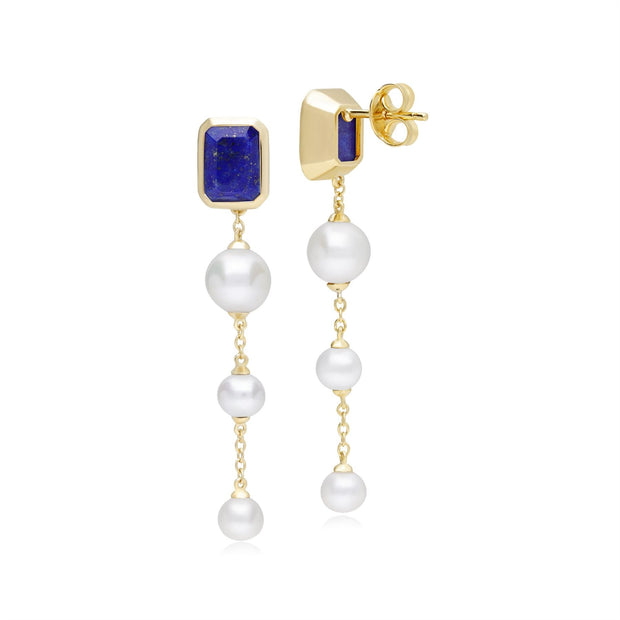 Orecchini pendenti con lapislazzuli e perle ECFEW™ 'The Unifier'