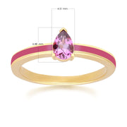 Anello valzer siberiano smalto rosa e rodolite in argento dorato con oro fino