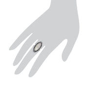 Anello art deco in madreperla gemondo, anello in stile cocktail in argento sterling da 1,30 ct CT MOP e MARCASSITE