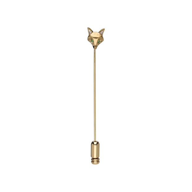 Spilla a spillo Gardenia Fox in oro giallo da 9 ct con Tsavorite