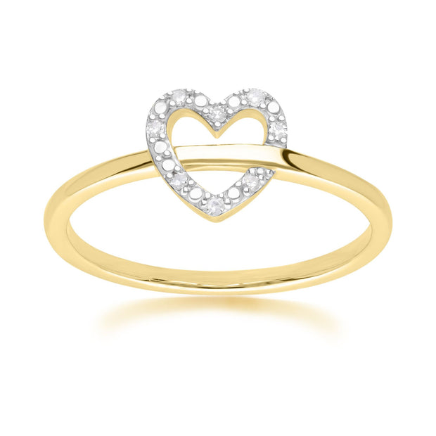 Anello Love Heart in Oro Giallo 375 con Diamante