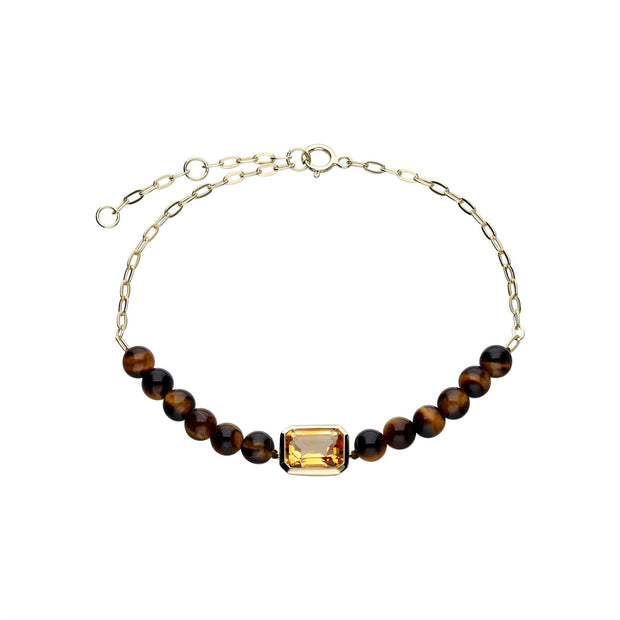 Bracelet Chaîne ECFEW™ 'The Unifier' Citrine et Tiger's Eye