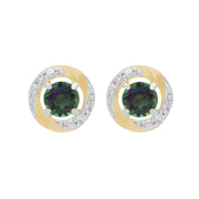 Orecchini a lobo classici con topazio mistico in oro bianco 375 e jacket per orecchini in oro giallo 375 con diamanti
