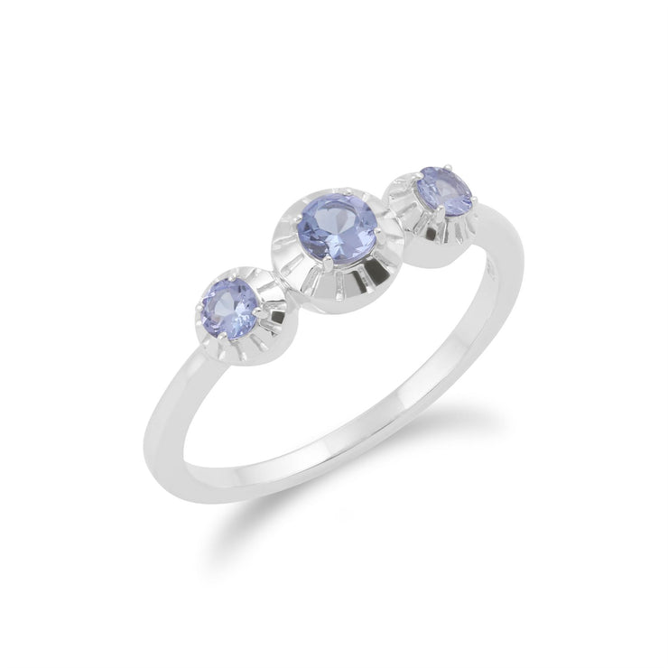 Anello Gemondo con tanzanite, anello con tre pietre di tanzanite da 0,36 ct in argento sterling 925