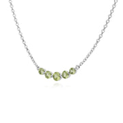 Collana in argento sterling con cinque pietre di peridoto rotondo sfumato da 45 cm