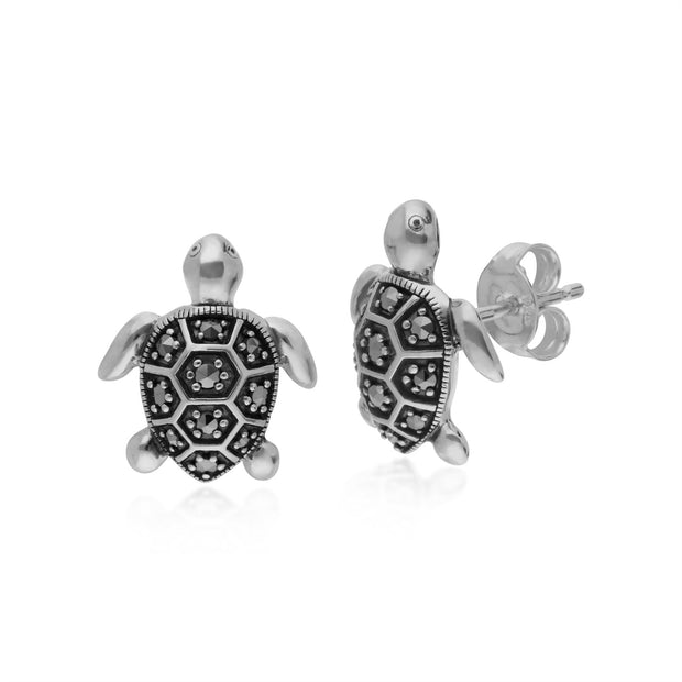 Orecchini marcasite, orecchini tartaruga marcasite in argento sterling da 0,31 ct