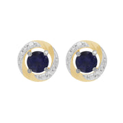 Orecchini jacket classici in Iolite in oro bianco 375 Halo Diamond in oro giallo 375