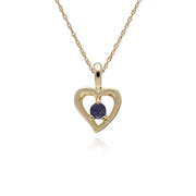 Collana di tanzanite, ciondolo a cuore singolo con pietra tanzanite in oro giallo da 9 ct su catena da 45 cm