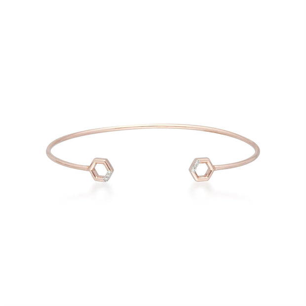 Bracciale rigido con pavé di diamanti in oro rosa 375 diamanti