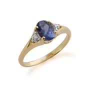 Anello Gemondo con iolite, anello con iolite e diamanti in oro giallo da 9 ct e 0,63 ct