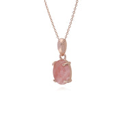 Collana ovale in rodocrosite in argento sterling placcato oro rosa da 45 cm