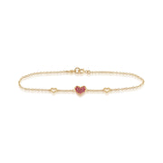 Classico bracciale con cuore di rubini in oro giallo 375