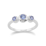 Anello Gemondo con tanzanite, anello con tre pietre di tanzanite da 0,36 ct in argento sterling 925