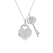 Classico ciondolo con lucchetto a cuore in argento 925 e grandi ciondoli per chiavi in ​​opale