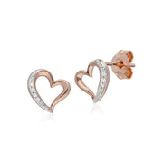 Orecchini con diamanti cuore alla moda in oro rosa da 9 ct