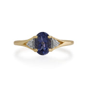 Anello Gemondo con iolite, anello con iolite e diamanti in oro giallo da 9 ct e 0,63 ct