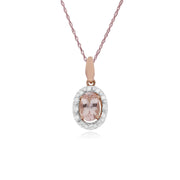 Classico pendente Halo ovale in Mrganite in oro rosa 375 e diamanti