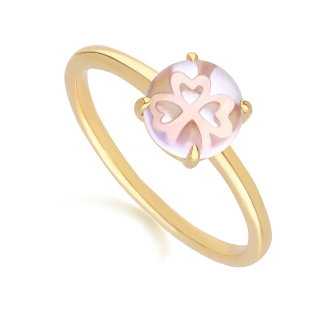 Anello Gardenia con cabochon di ametista rosa in argento placcato oro fino