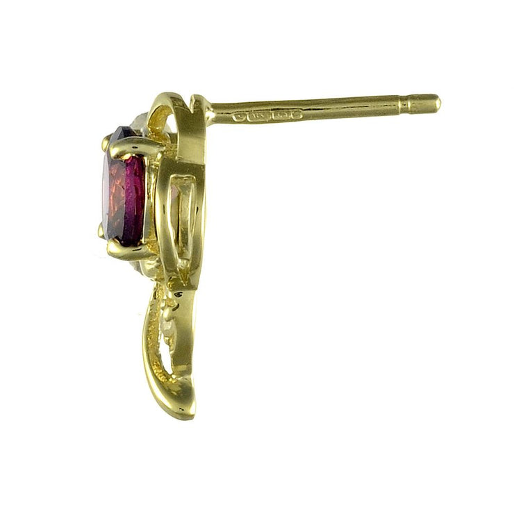 Ciondolo e orecchini floreali in stile Art Nouveau in oro giallo 375, rodolite e diamanti