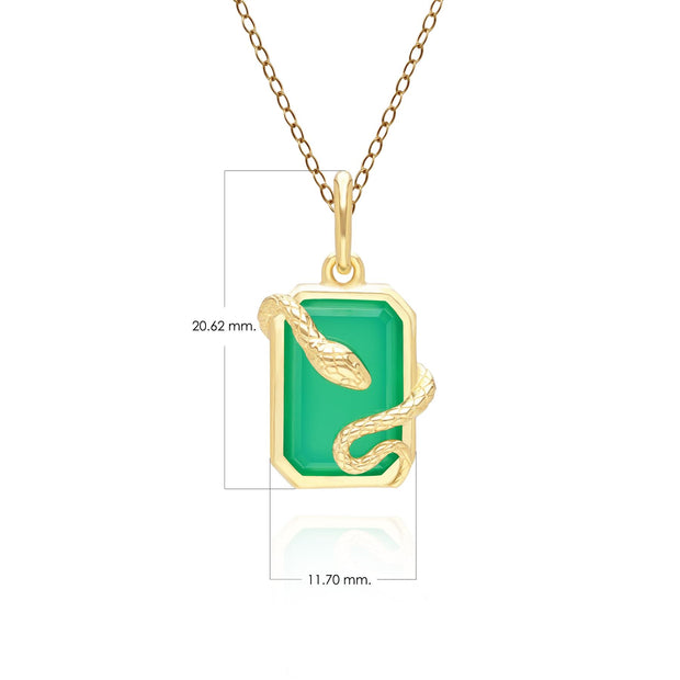 Grande pendente a forma di serpente arrotolato decorativo in calcedonio verde in argento dorato con oro fino