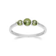 Collana e anello classici con tre pietre di peridoto in argento 925