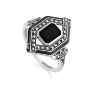 Anello con diamanti in stile Art Déco Spinello, e-mail e marcasite